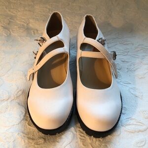 Dana Double Strap Treaded Mary Janes in pale pink